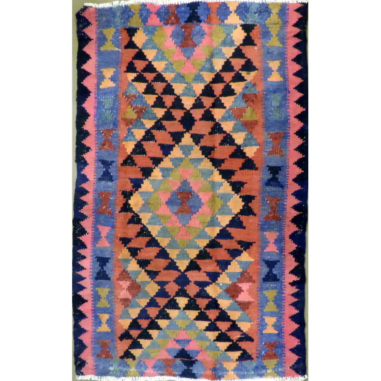 One Of The Kind Authentic Hand-Knotted Sanandaj Vintage Kilim 5'0" X 3'8"